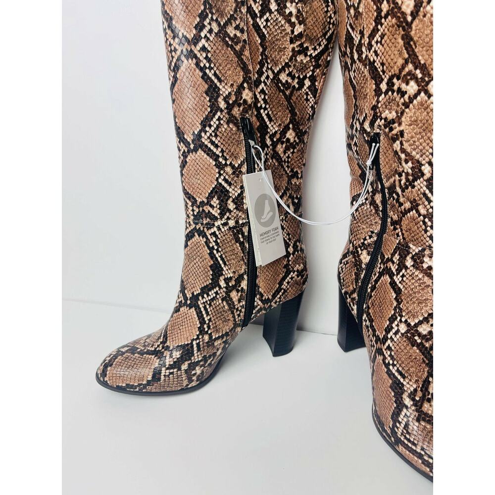 Women's Brandee Knee High Heeled Fashion Boots - Snake Size 6/A New Day Taupe - Picture 7 of 9